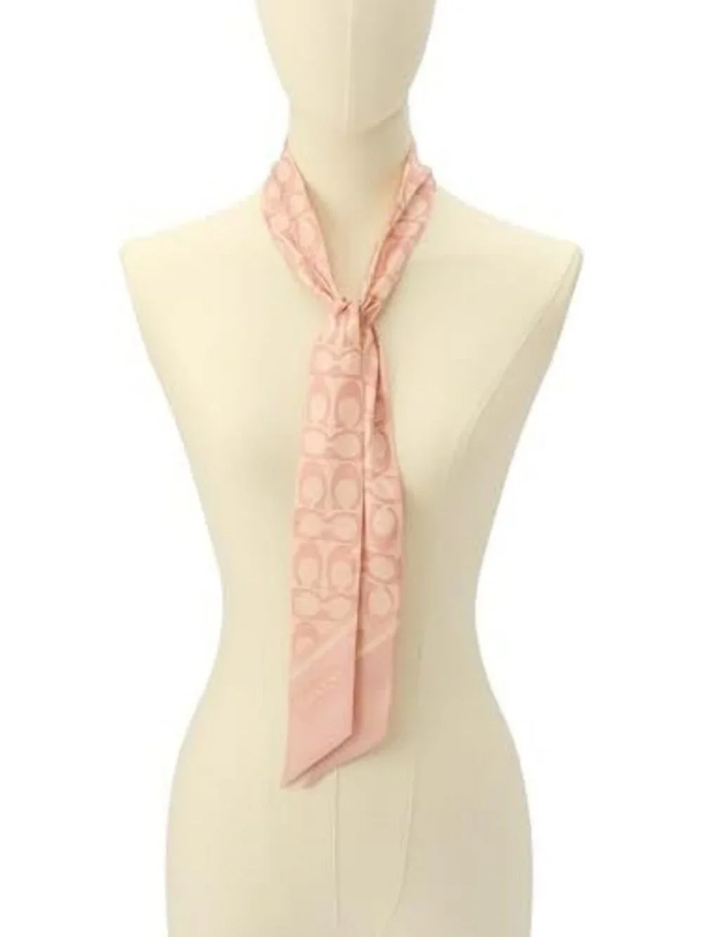 Vintage Silk Skinny Scarf with Signature C Print - Chic Accessory for Any Outfit